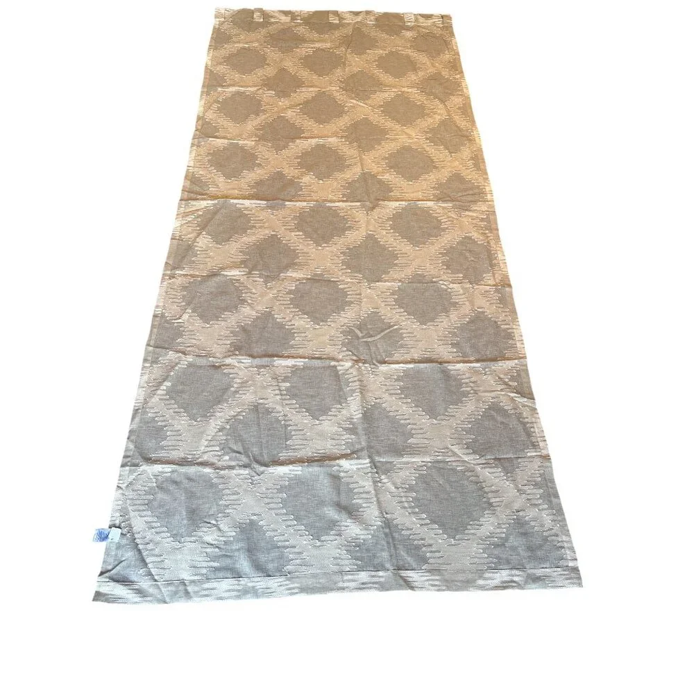 West Elm Sheer Curtain Panel 48x108 Beige White Abstract Diamond Long